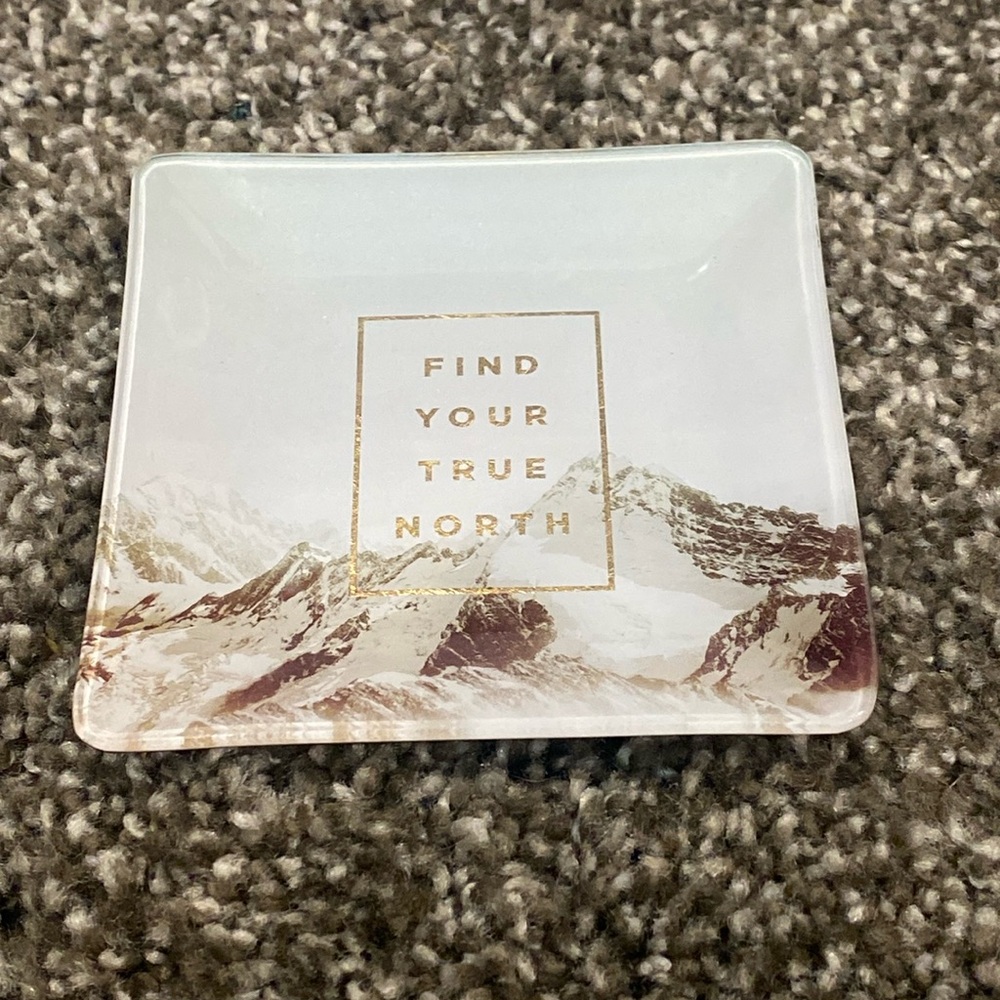 Francesca’s Fringe Studio Find Your True North Glass Trinket Dish.